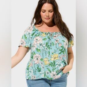 Torrid Floral Flutter Short Sleeve Blouse